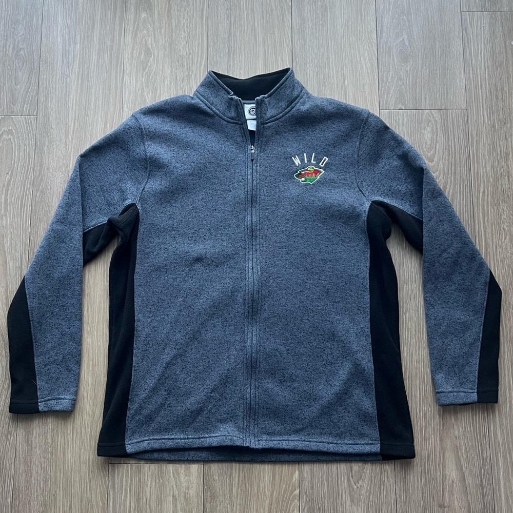 Minnesota Wild Fleece Jacket Men Large Gray NHL Full Zip Embroidery L